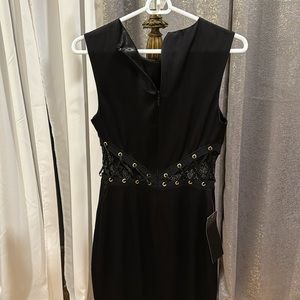 Brand new ! Elegant Black Satin midi dress - BEBE brand. Never been worn